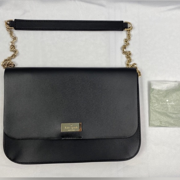 Kate Spade Liz Putnam black and light pink shoulder clutch purse - Picture 3 of 14